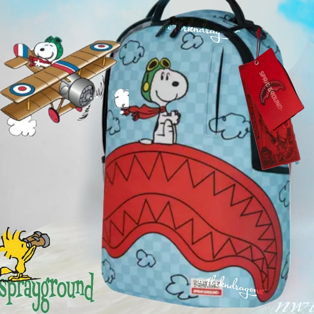 NWT Sprayground Red White Blue Snoopy Backpack Dead Stock Rare Last 1 PRISTINE